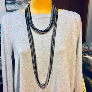 C G multi strand black & silver tone necklace